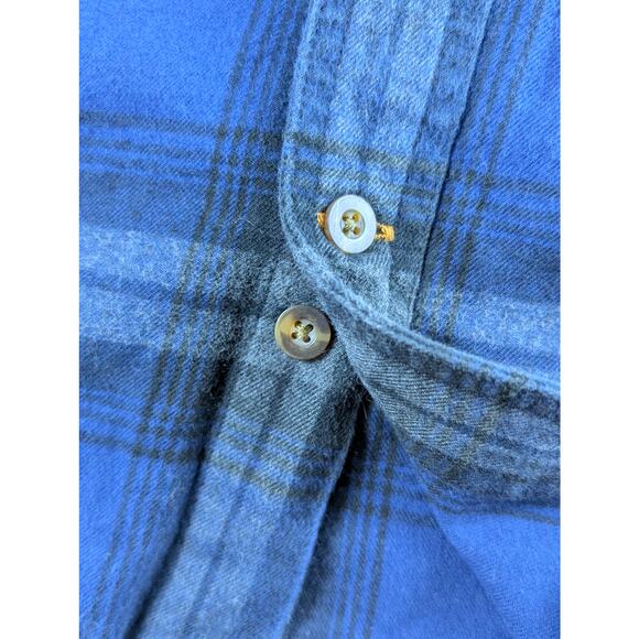 Carhartt Blue Plaid Flannel Mens Medium Regular Long Sleeve Button Up Shirt - Picture 6 of 9